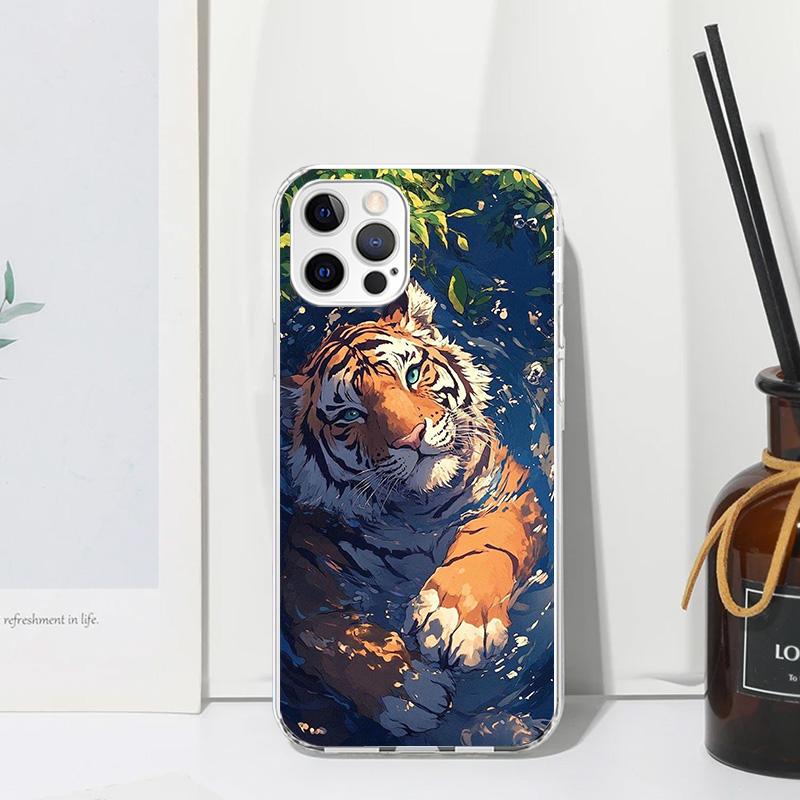 Superior Tiger Pattern Art Phone Case For Iphone 17 Air 16 15 Plus 16E 14 Pro Max 13 Mini 12 11 7 8 SE Fundas Soft Back Cover 17