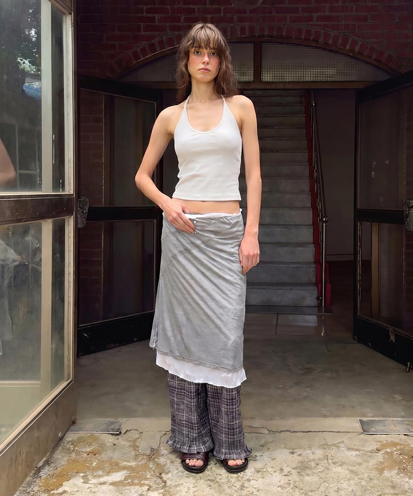 Daiaegeuneol Wrinkled Sheer Skirt (Grey)
