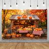 Autumn Pumpkin Shop Yellow Maple Leaf Theme Banner Background Thanksgiving Party Home Decoration Photography Background Cloth