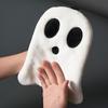 1pc Halloween Bathroom Hand Towel - Soft, Absorbent Coral Fleece, Black & White Spooky Design with Broomsticks & Pumpkins