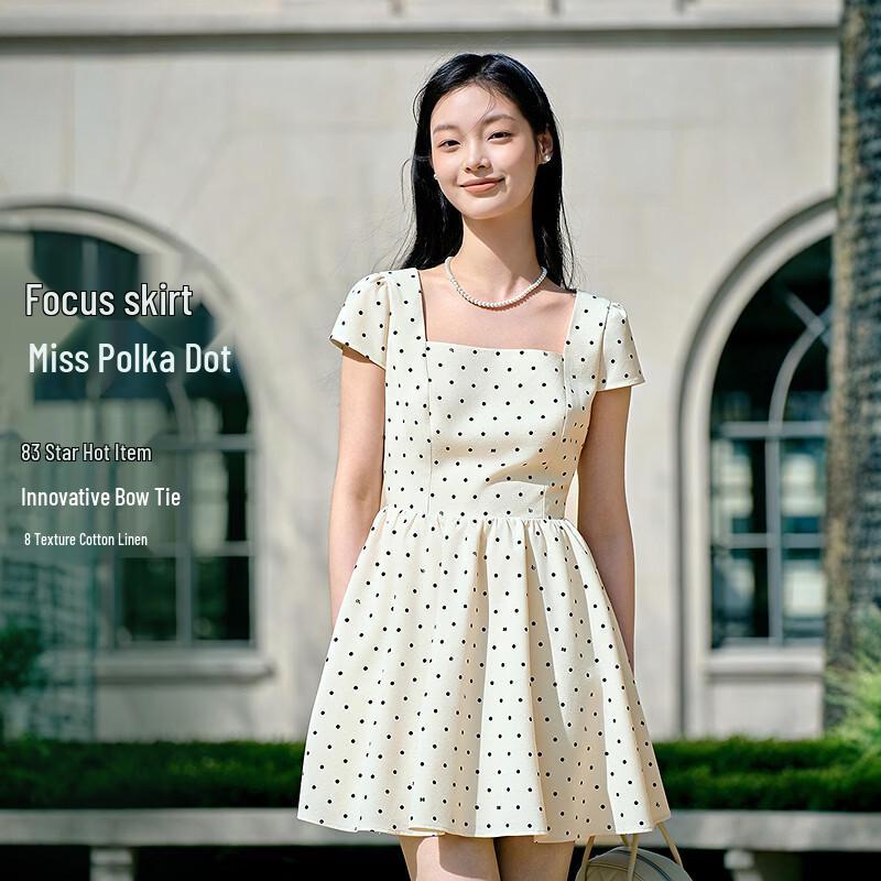Ledian Backless Bow Polka Dot Breathable Dress M