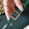 Fashion Niche Light Luxury Small Square Plate Women'S Exquisite Green Belt Quartz Waterproof Watch