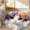 Multiple sizes Cats in the flower bushes Print Round Carpet Living Room Bedroom Table Chair Sofa Decorative Carpet