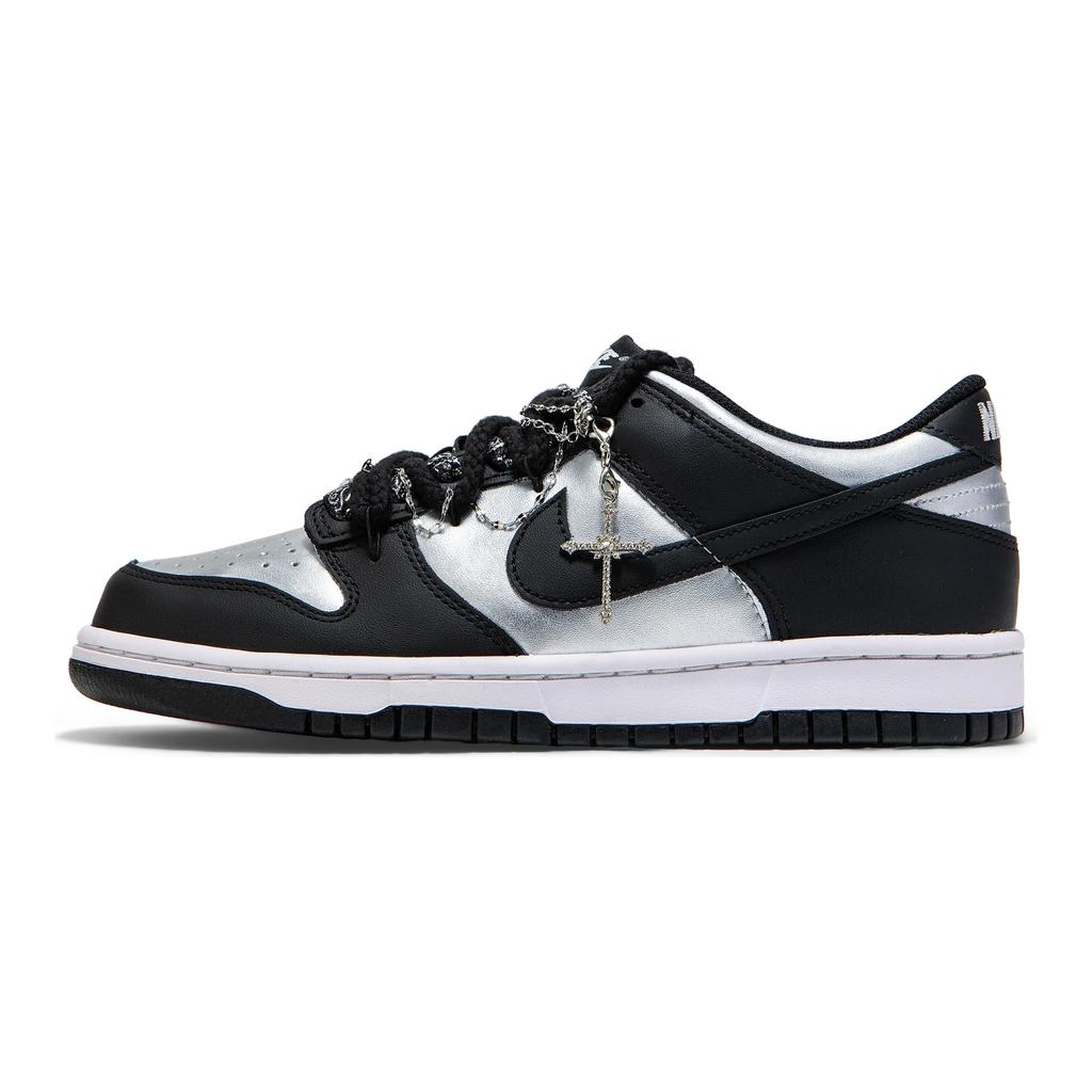 Nike Dunk Slip Resistant Abrasion Resistant Low top Skateboard Shoes Men's Black Silver DD1391-100(Team1517-SBOX)