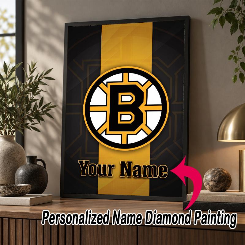 Custom Name Boston Bruins 5D Diamond Painting Personalized Full Drill Diamond Art Kit Gift