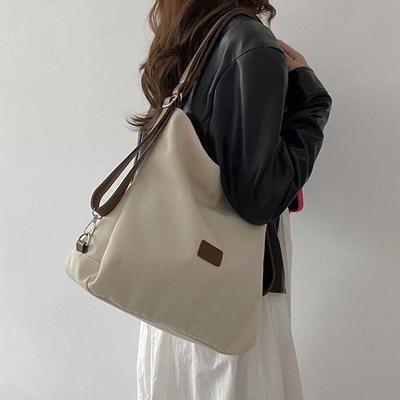 2025 Jaro/Léto Plátěná Color Block Tote & Crossbody Taška - Dámský Multifunkční Styl