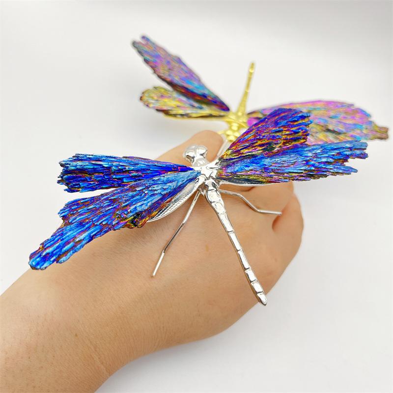 Crystal Dragonfly Natural Crystal Handmade Handicraft Ornaments Simulated Insects Golden Dragonfly Decorative Figurines