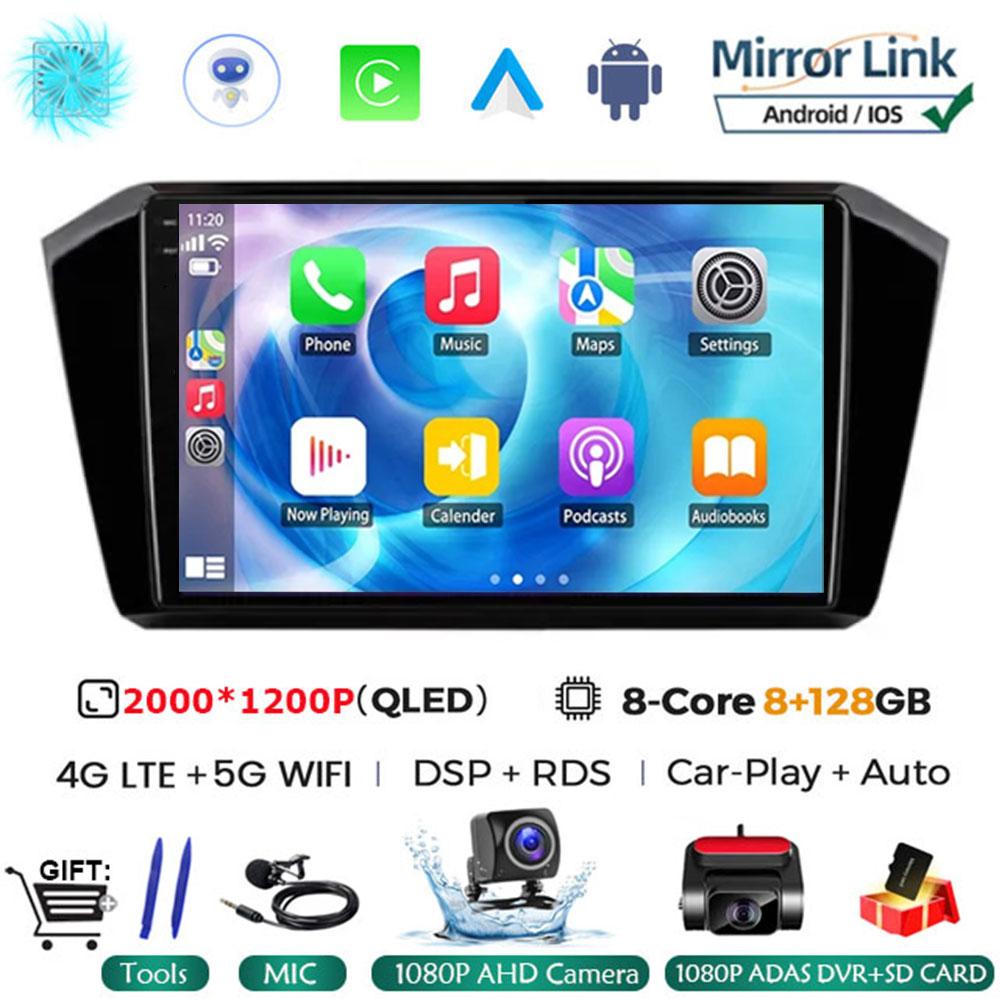 10.1 Inch  Car Radio Android 14 For VW Volkswagen passat B8 2015 - 2020Wireless Carplay Auto Multimedia ADAS AHD RDS Video DSP