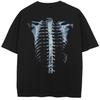 Streetwear Bothsides X-rays Graphic T-Shirt Cotton Washed Black Tshirt Unisex Short Sleeves T Shirt