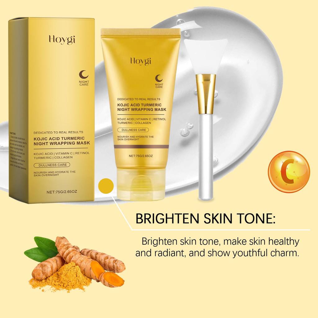 HOYGI Turmeric Collagen Peel-Off Mask - Gentle Cleanse, Moisturize, Nourish & Smooth Facial Skin