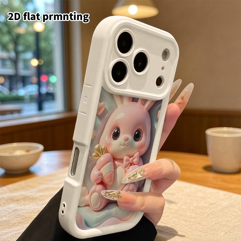 Phone Case: 2D Flat Design, Suitable for iPhone 18 17 16 15 14 13 Pro, Pink Little Bunny, Perfect Christmas and Halloween Holiday Gift