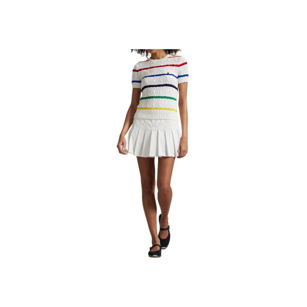 Polo Ralph Lauren Podzim/Zima 25 Série US Open Vzor poníka Pruhovaný bavlněný úpletový svetr Dámský svetr 211A89197-001