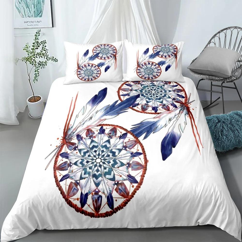 Indian Chief Crown Hand Draw Bedding Set Single Twin Double Queen King Cal King Size Bed Linen Set