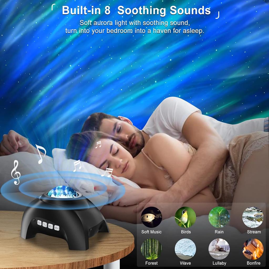 Northern Lights Aurora Projector for Bedroom with Music Bluetooth Speaker and White Noise, Vinwark Galaxy Projector, Starry Night Light Projectors