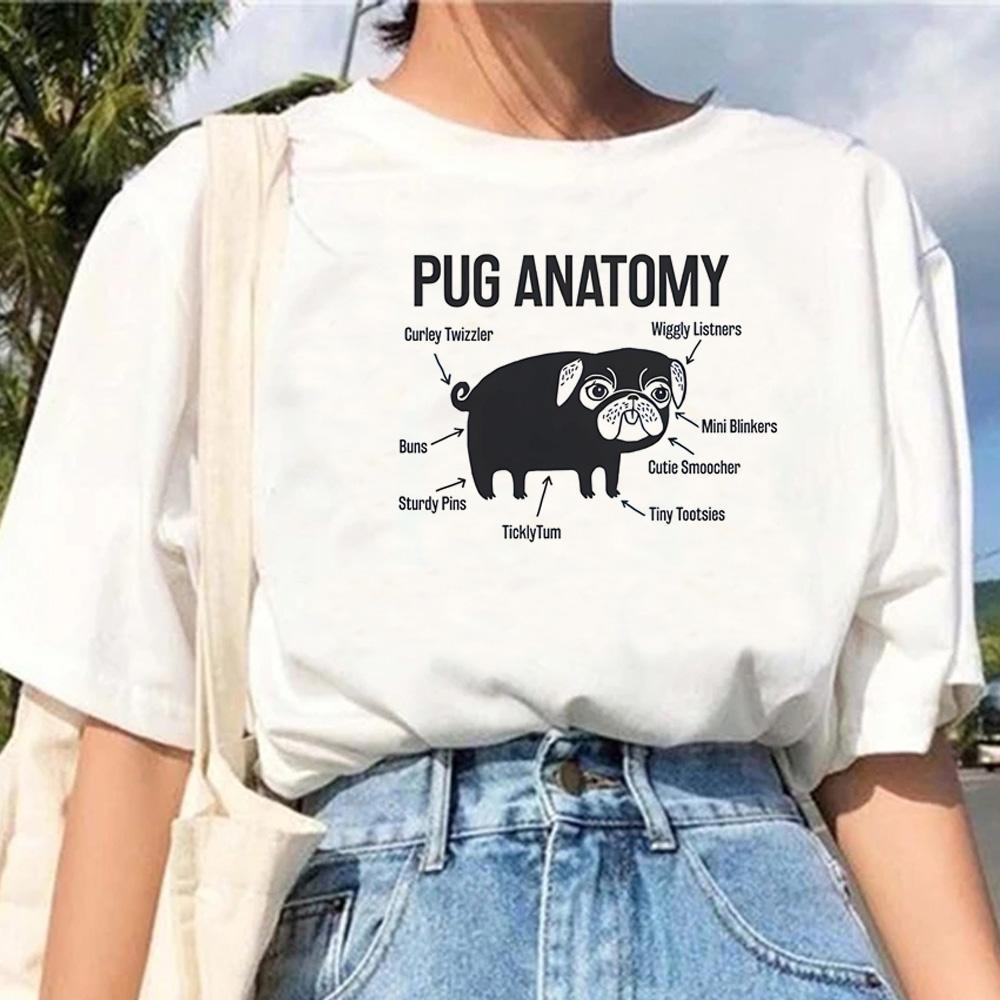 

Летние женские футболки с мопсом, забавные дизайнерские уличные топы, женская забавная одежда 3XL