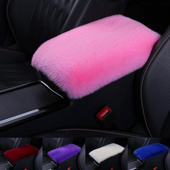Soft Faux Fur Plush Car Armrest Box Pad Cover Center Console Box Armrest Pad