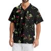 Men's Printing Short Sleeve V-neck Working Blouse Chest Pocket Carer Top