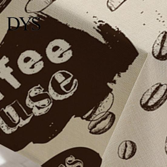 Dining Table Cover Waterproof Wrinkle Free Flax Coffee Pattern Cloth Printed Vintage Versatile Linen for Home