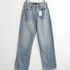 New Arrivals Open Run Women Summer Light Blue Straight Denim Pants Washing