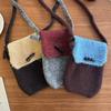 Horn Buckle Knitted Crossbody Bag Vintage Autumn Winter Mobile Phone Case for Women Fashion Mini Purse Korean INS Style Bag