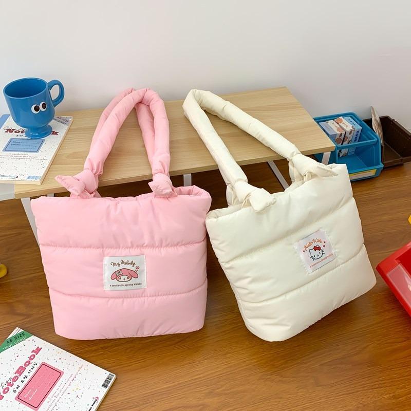 Cute Cartoon Rabbit Down Cloth Handbag Girls Large Capacity New High Value Commuter Shoulder Bag
