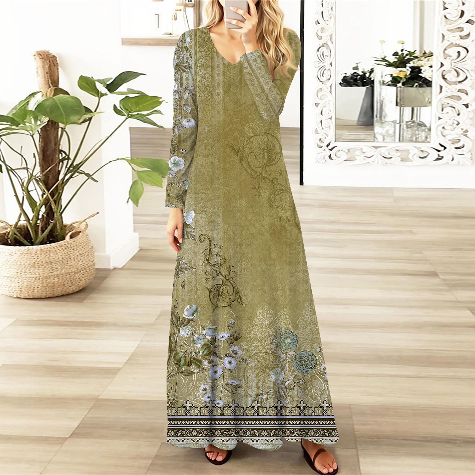 

Женские повседневные модные длинные платья с графическим принтом и длинным рукавом, осень XXXL