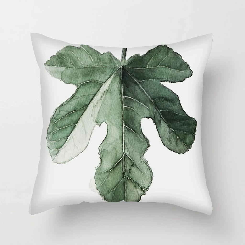 Simple Fresh Leaf Pattern Print Cover Car Sofa Cushion Cover Luxury Home Decoration Cushion Cover