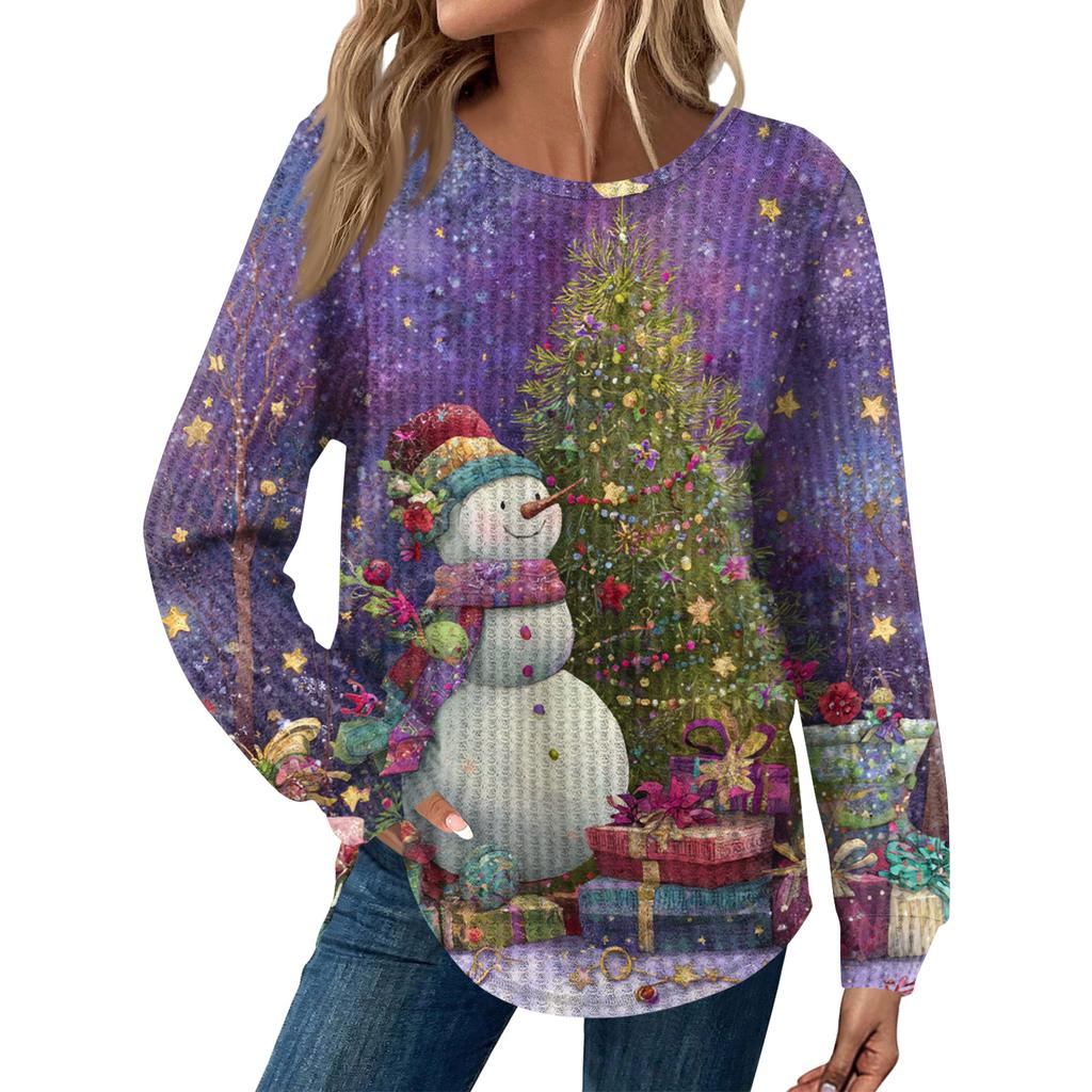 Dámská móda Dlouhý rukáv Vánoční Volný Dlouhý rukáv Kulatý výstřih Ležérní Top