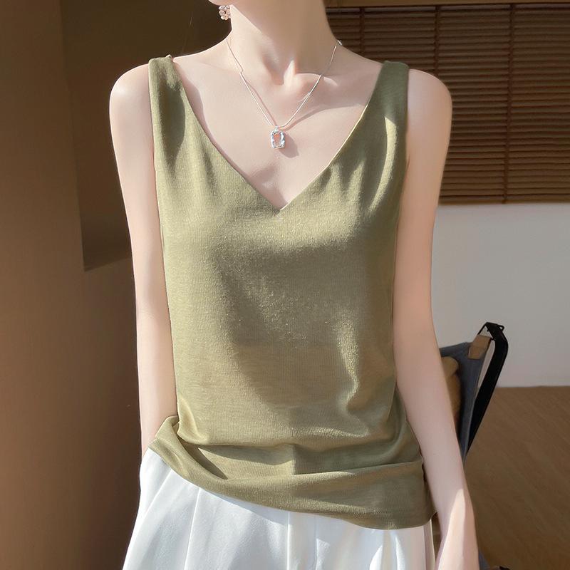 

2025 Women s Off-Shoulder V-Neck Slim Camisole Vest XL