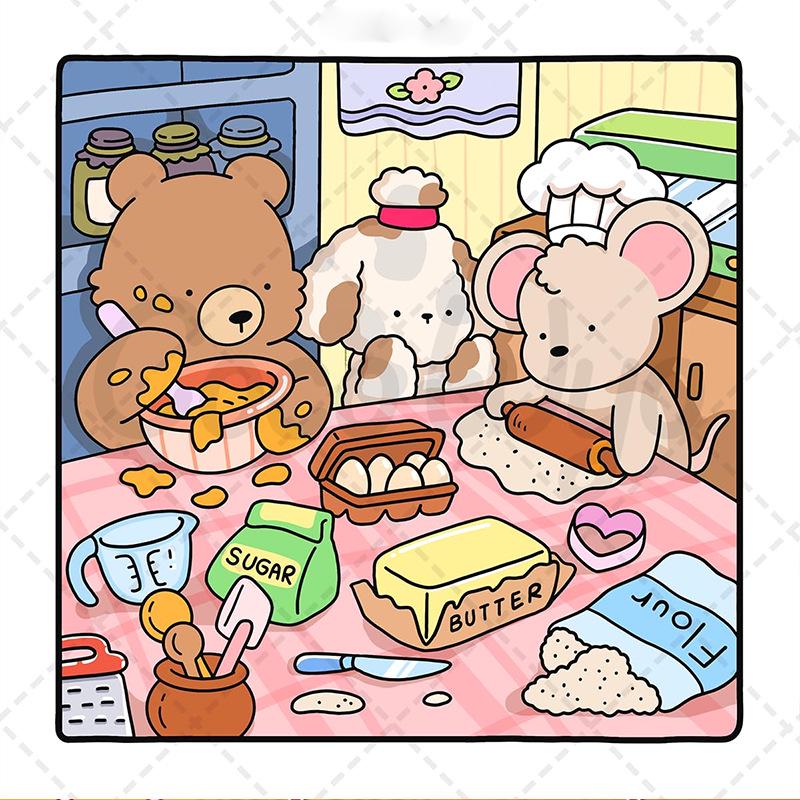 Cross-Border Adult & Teen Coloring Book: Cute Animal Characters for Easy Coloring