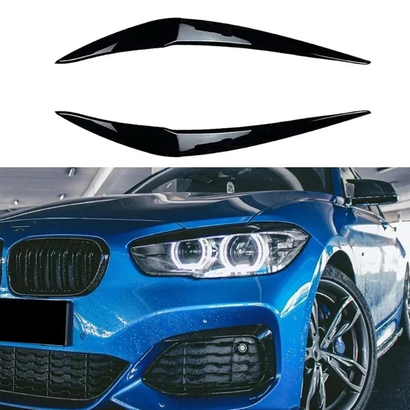 2Pcs/set Headlight Cover Eyelid Gloss Black Eyebrow For 2015-2018 F20 F21 1-Series 116i 118i 120i 125i 128i Hatchback
