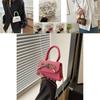 Stylish Mini Square Handbag For Women In Black And Rose Pink With Chain Shoulder Strap