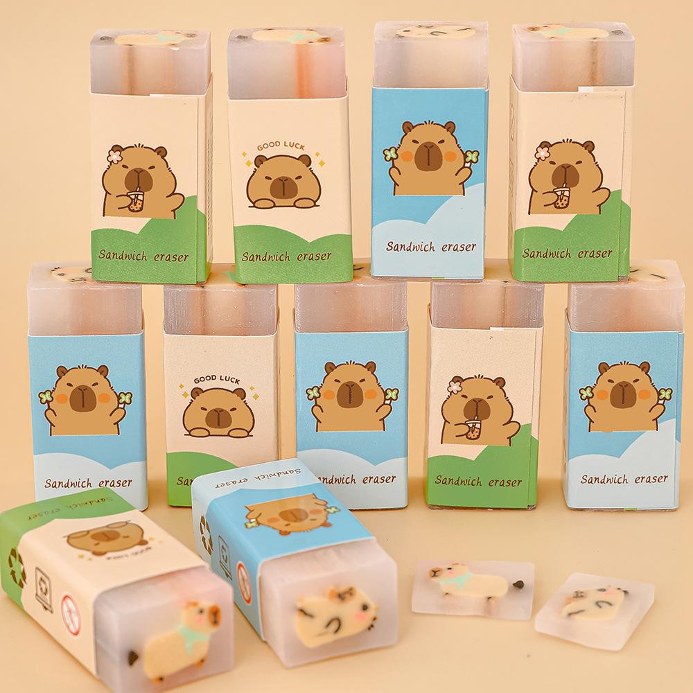 Capybara Eraser Elementary School Cartoon Sandwich Drawing Eraser Cute Exam Drawing Correction Pencil Eraser Stationery