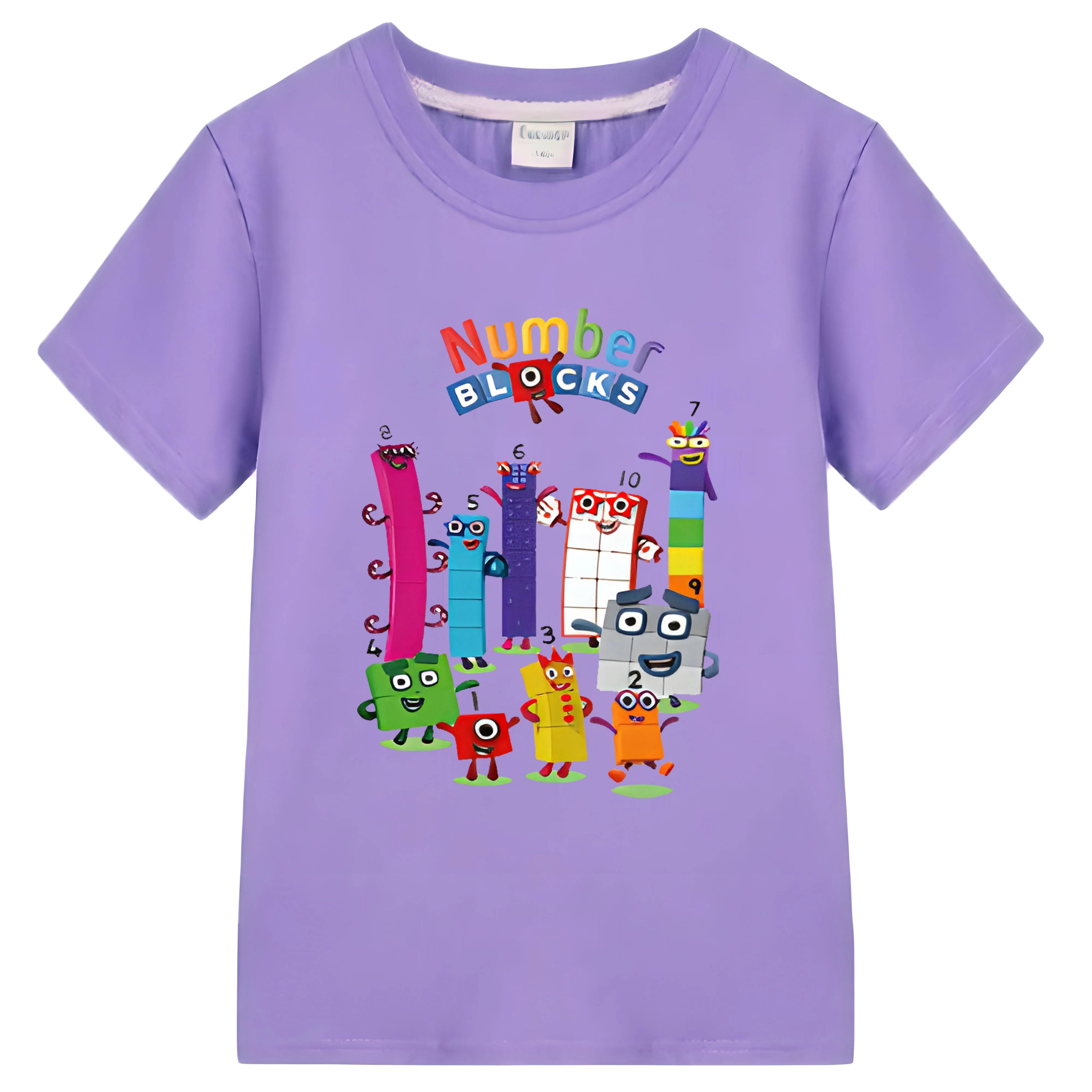 

Футболка NumberBlocks для мальчиков 10 лет, летняя хлопковая футболка с рисунком, короткие рукава, повседневные топы, одежда для девочек 2000 года 120