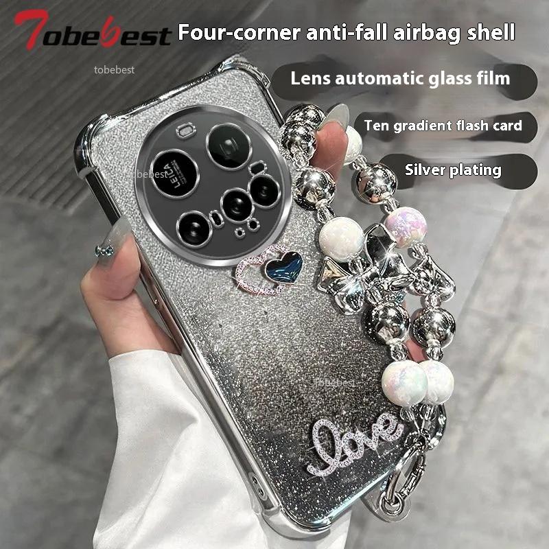 3D Love Stoßfest Glitzer Beschichtung Perlenarmband Hülle für Xiaomi 15 Ultra 14 14T 13 12 Pro Silikonhülle