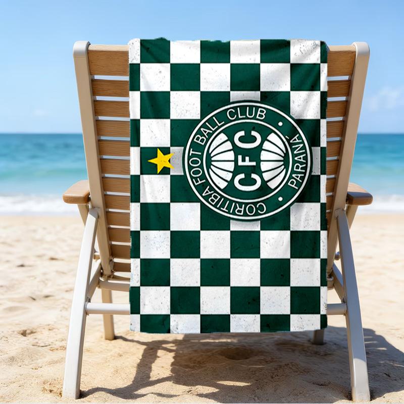 Green Football Club Emblem Printed Beach Towel, Super Soft Microfiber, Perfect Gift Birthday, for Pool, Beach, Travel, for family and friends