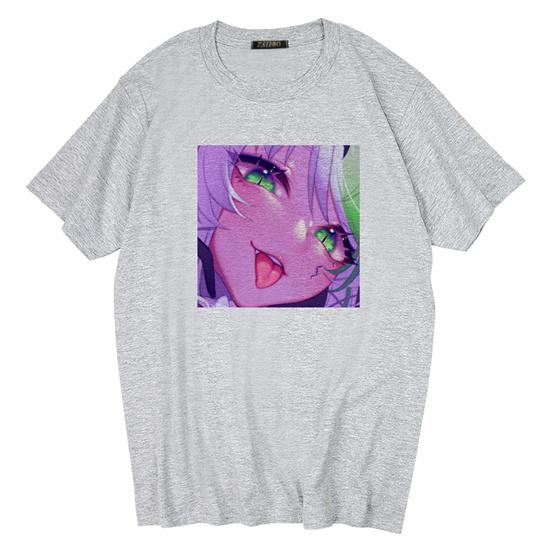 Dark Gothic Short Sleeve T-shirt Cute Cartoon Girl Streetwear Simple Casual Top Retro Loose E-Girl Summer Short Sleeve T-shirt