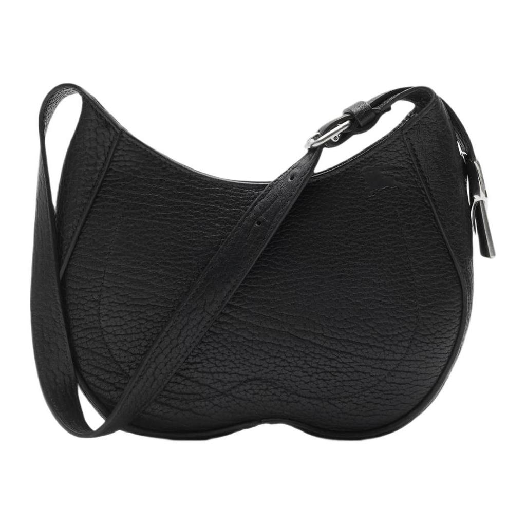 Burberry Solid Color Minimalist Zipper Closure Grain Calfskin Handheld Shoulder Bag Small Women handbags Black 80809551