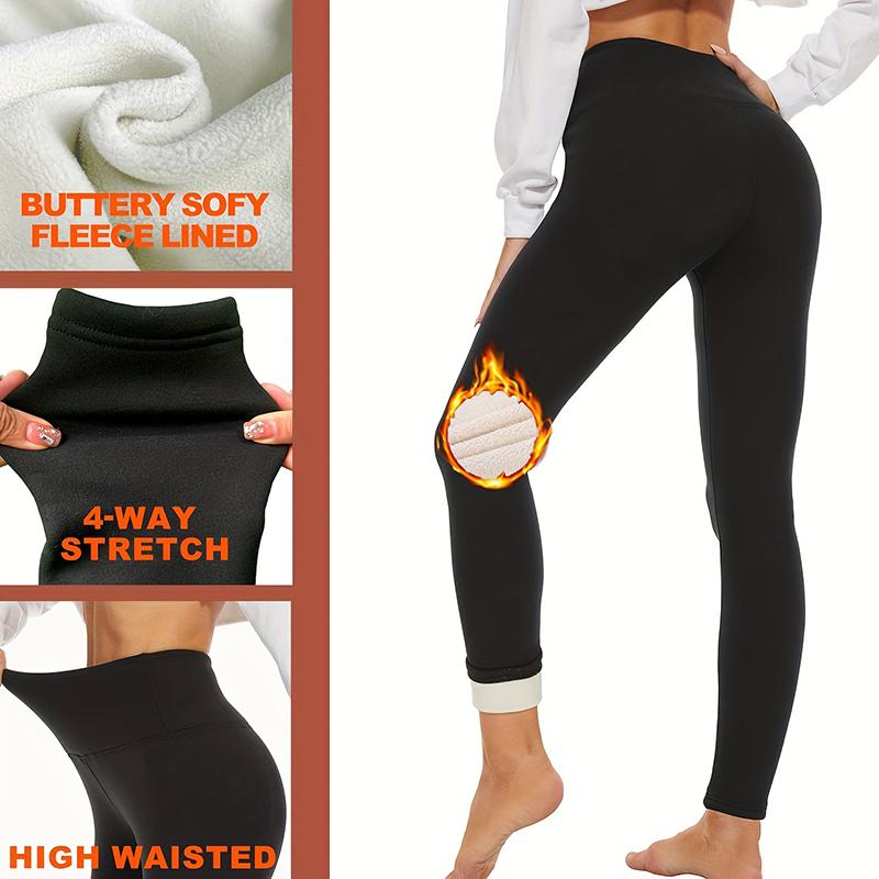 Opaque Black Thermal Leggings Winter White Fleece Lined Bodycon Tights Women Leggings Stretch Yoga Pants Slim High Fashion Warm Sprots Leggings Ladies
