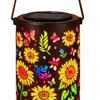 Colorful Sunflower Solar Lantern Metal Hanging Garden Light with Flower Pattern Waterproof Outdoor Solar Lamp for Patio Yard Pathway