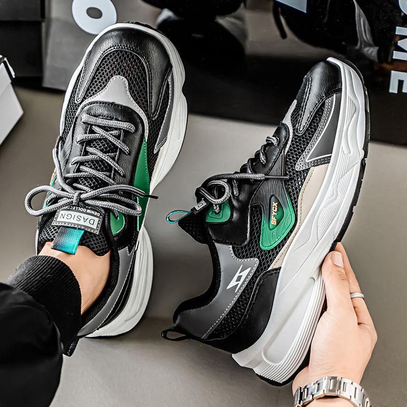 Men's Summer New Mesh Breathable Casual Shoes Fashionable and Versatile Thick Soled Anti Slip Running Sneakers 2025