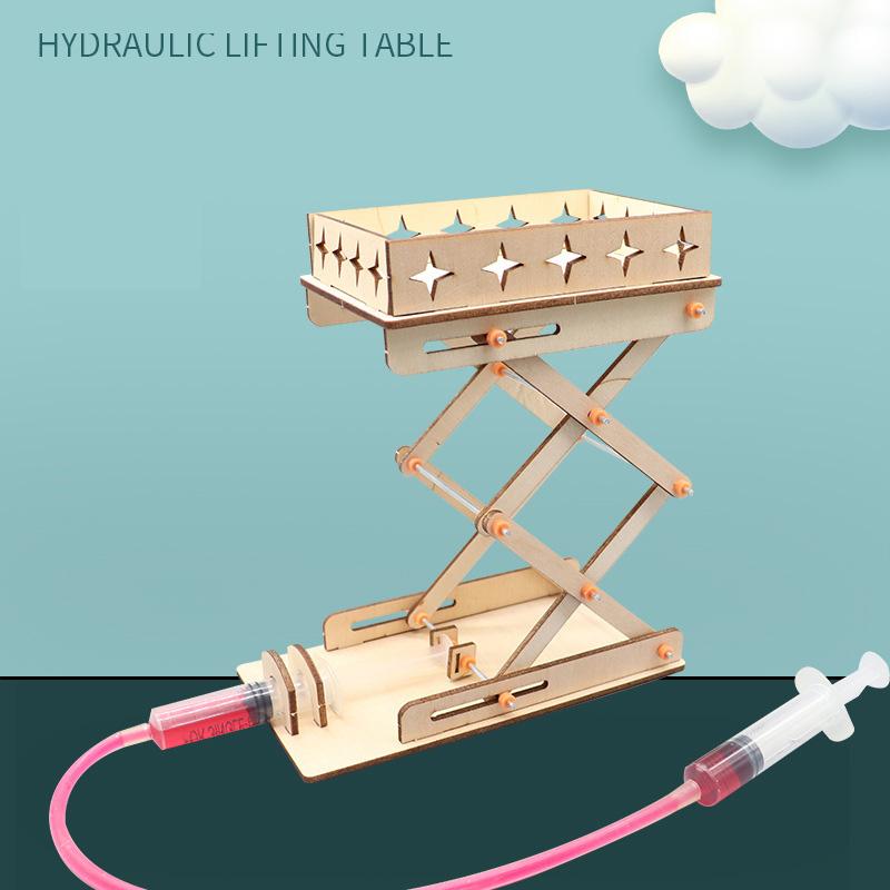 DIY Hydraulischer Hubtisch Modellbausatz Elektrisch Holz Wissenschaftsexperimente Spielzeug für Kinder Pädagogisch Handgemacht Montage Spielzeug