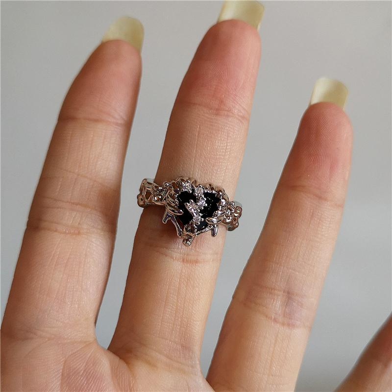 Kpop Gothic Y2K Kpop Irregular Punk Vintage Heart Star Cross Ring For Women Men Party Grunge 90s EMO Jewelry Accessories Gift