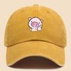 Cartoon style pink piggy print baseball cap adjustable unisex music hat