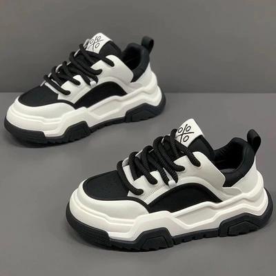 Men's Shoes New Breathable White Fashionable All-matching Platform Sole Sports Casual Skate Dad's
