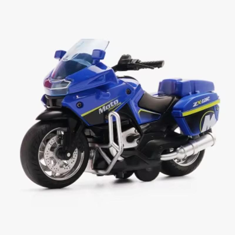 Alloy Motorcycle Model 1/14 Simulation Police Car Pull Back Activity with Light Music Motorcycle Toy Boy Children Gift Collection Ornaments