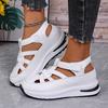 Summer new slope heel sandals women's bag head hollow breathable women's muffin thick bottom Velcro women