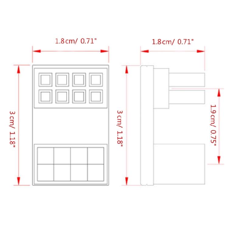 Adaptateur Coude ATX pour Connecteur d'Alimentation GPU Head PCI-E 6 broches 8 broches Demi-tour à 180 Degrés