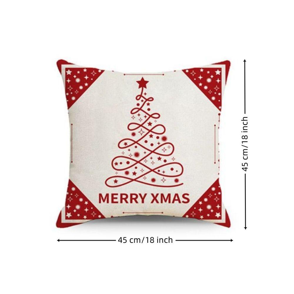 Set of 4 Trendy Christmas Pillow Covers 18x18 Red White Pillowcase Square Xmas Tree Snowflake Pattern Holiday Decor