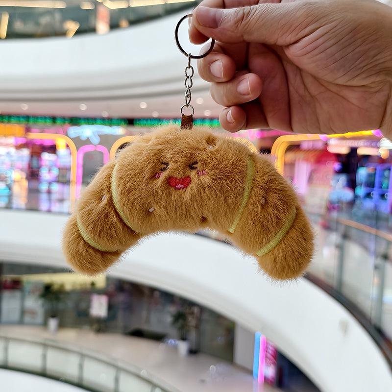 Adorable Hamburger Plush Pendant Doll Keychain with Chicken Leg Decoration